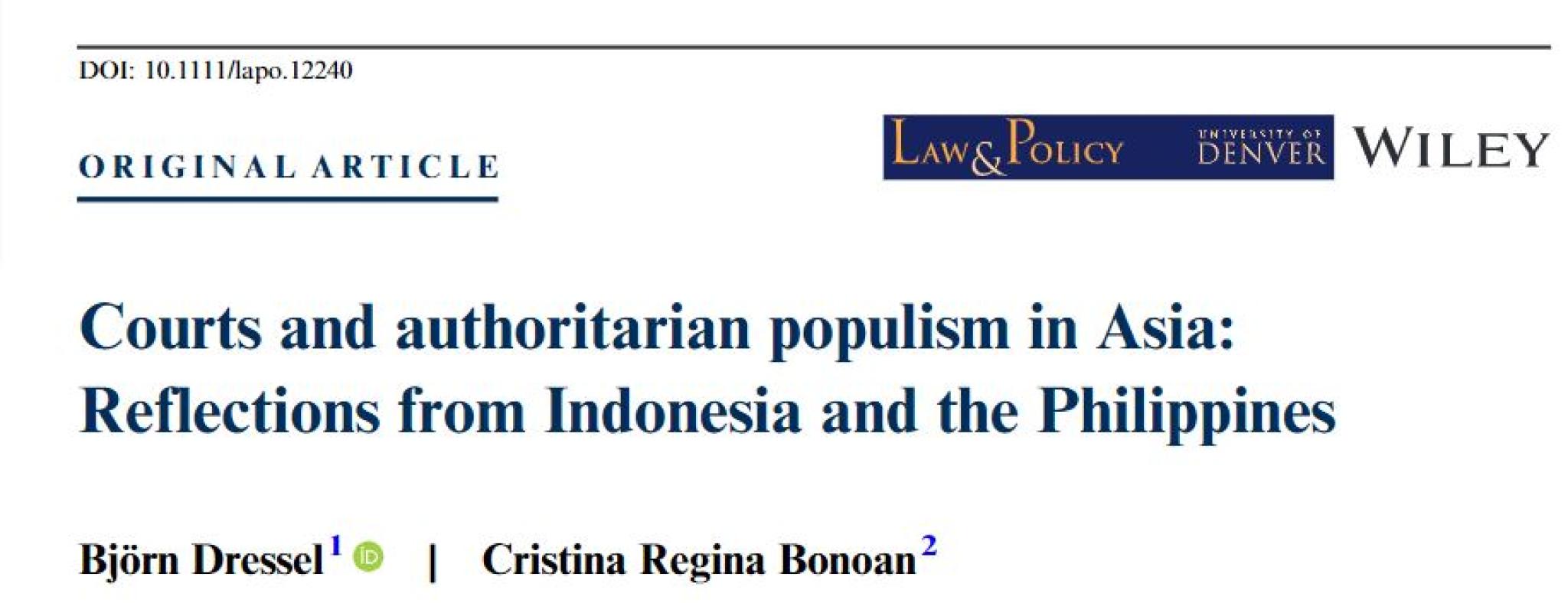 Courts and authoritarian populism in Asia:Reflections from Indonesia and the Philippines