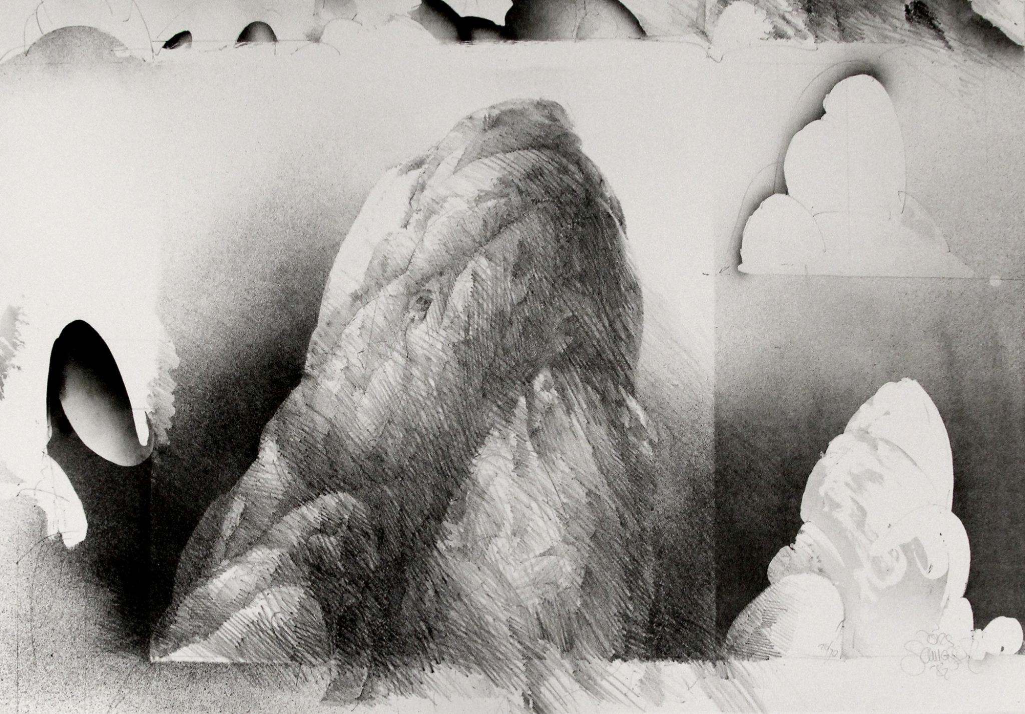 Jörg Schmeisser, Mountain in the South, 1982, lithograph, 68.5 x 52cm.