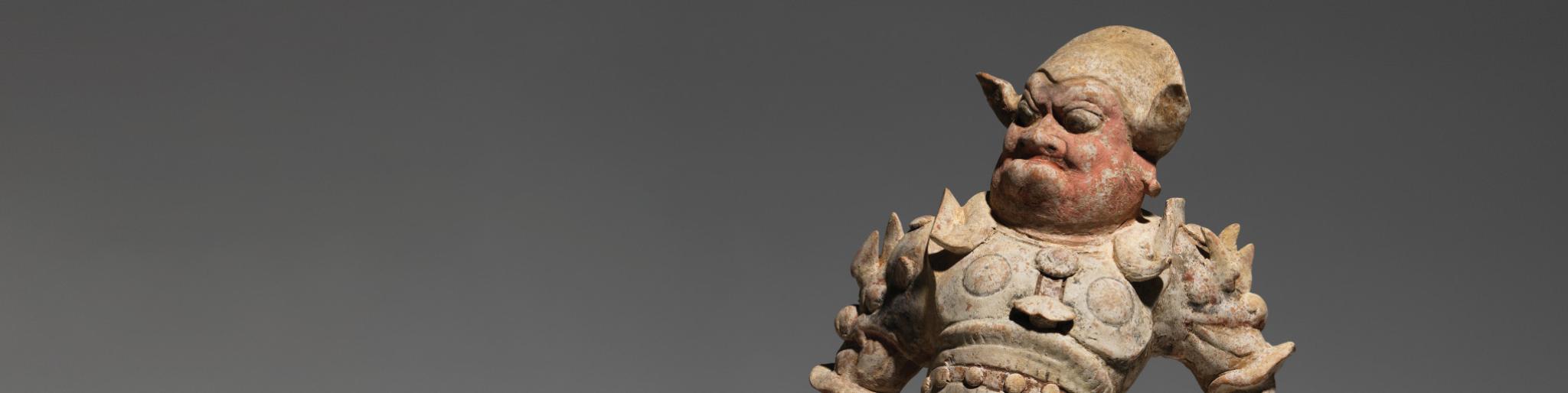 Lokapāla guardian figure, Tang dynasty, painted earthenware. Image courtesy of the National Gallery of Australia.