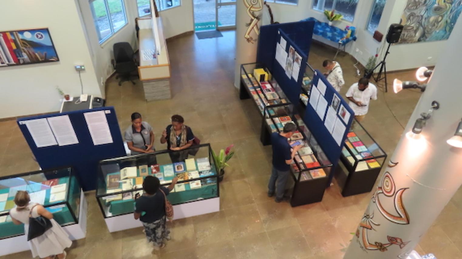 View of the Exhibition from above as the first visitors arrived